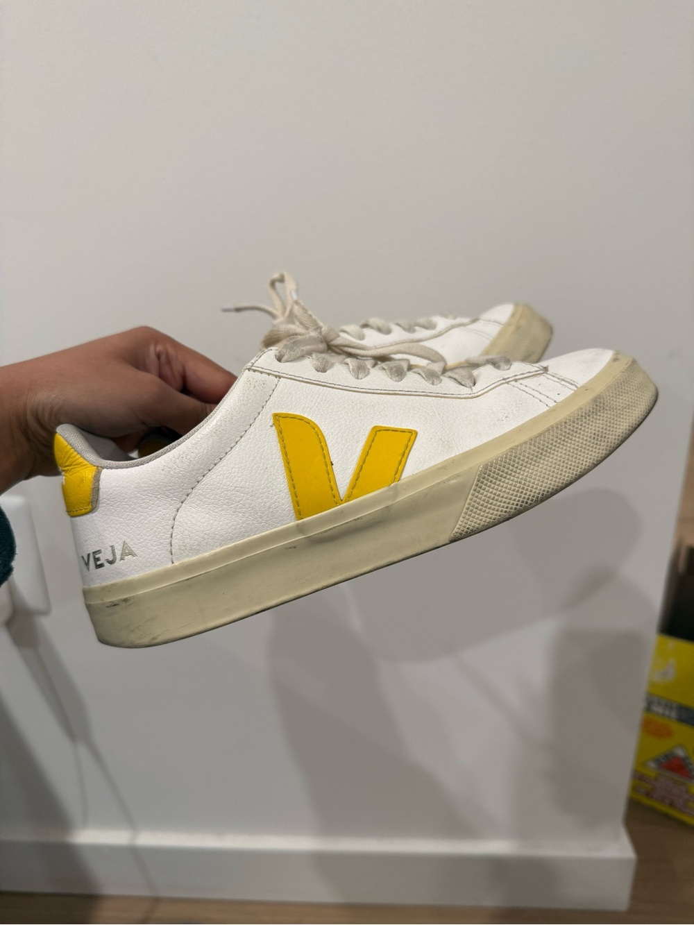 VEJA Campo White Sneakers with Yellow V Logo